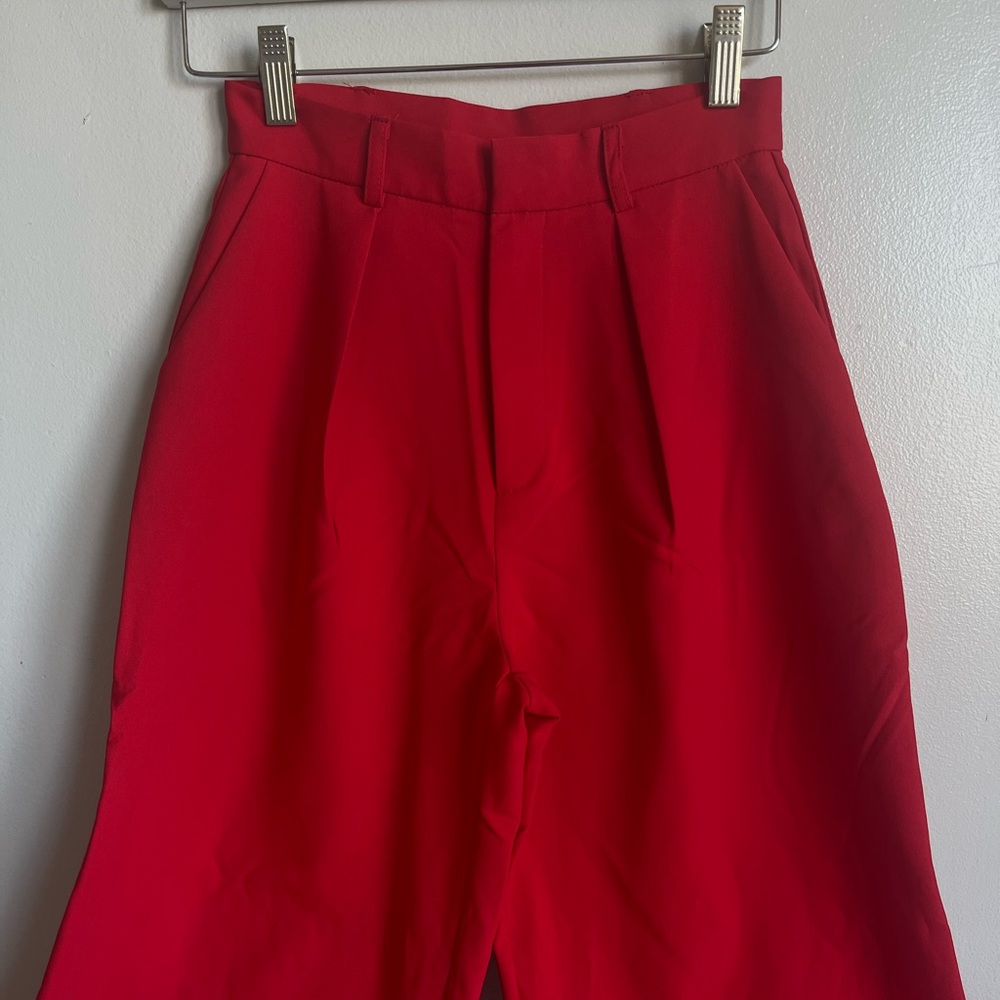 Red High Waisted Wide Leg Fashion Nova Pants